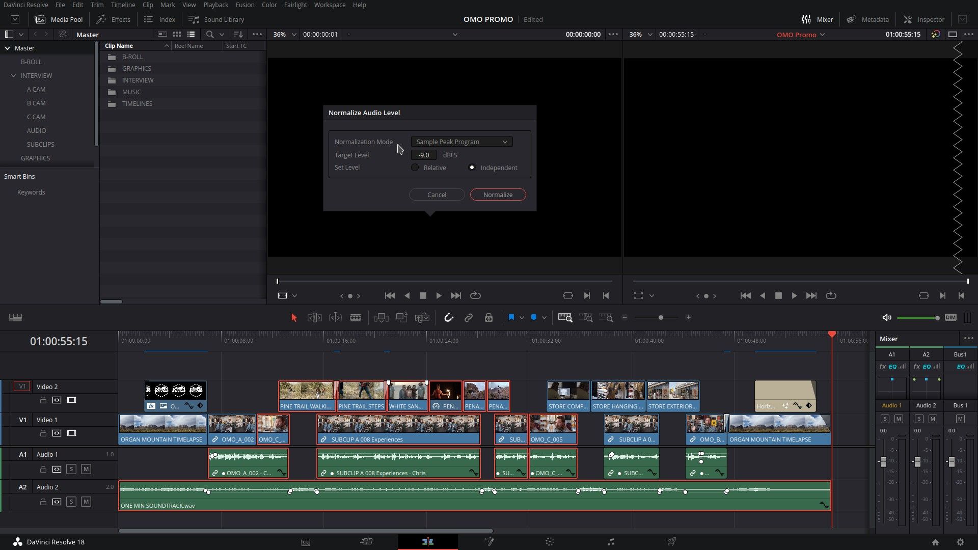 Нормализация аудио в DaVinci Resolve через Fairlight