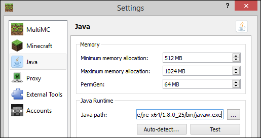 MultiMC — настройки