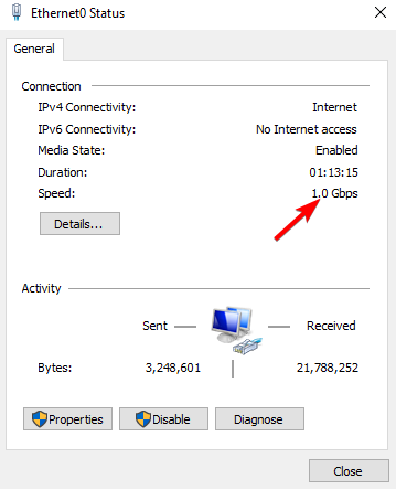Опции скорости и дуплекса для Ethernet