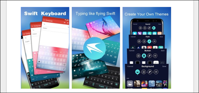 Скриншоты поддельной SwiftKey с некорректным текстом