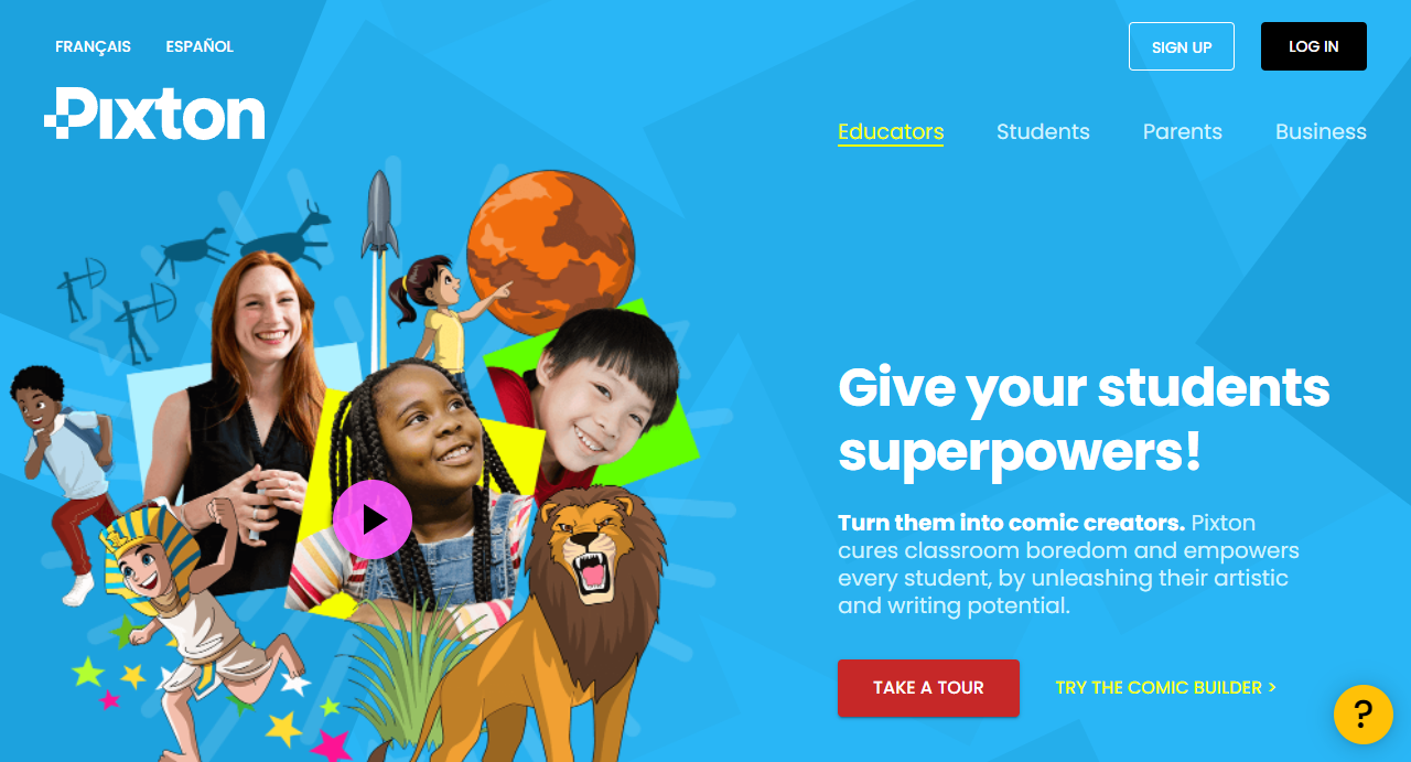 A Screenshot of Pixton's Landing Page