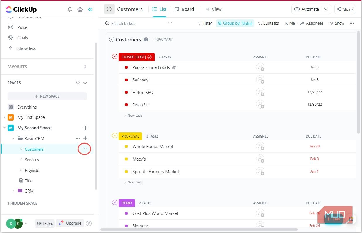Щёлкните троеточие рядом со списком