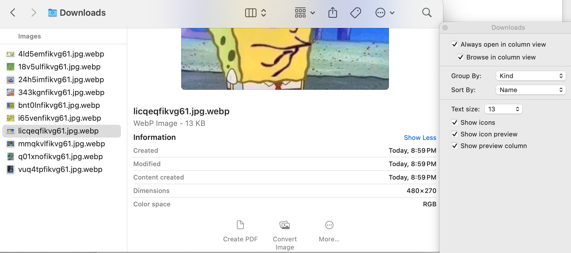 Скриншот колонок навигации в Finder macOS.