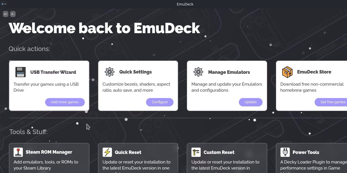 Скриншот главного экрана EmuDeck