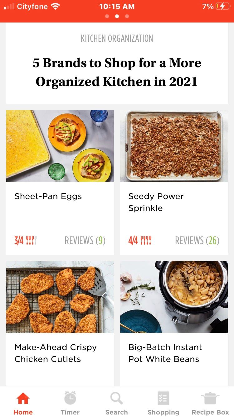 Главный экран Epicurious