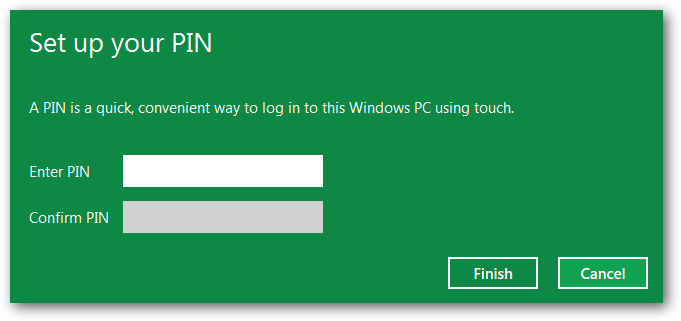 Окно ввода нового PIN