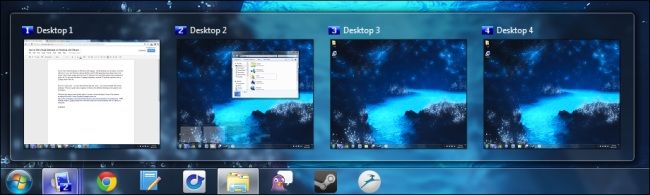 Переключение между виртуальными рабочими столами — снимок экрана