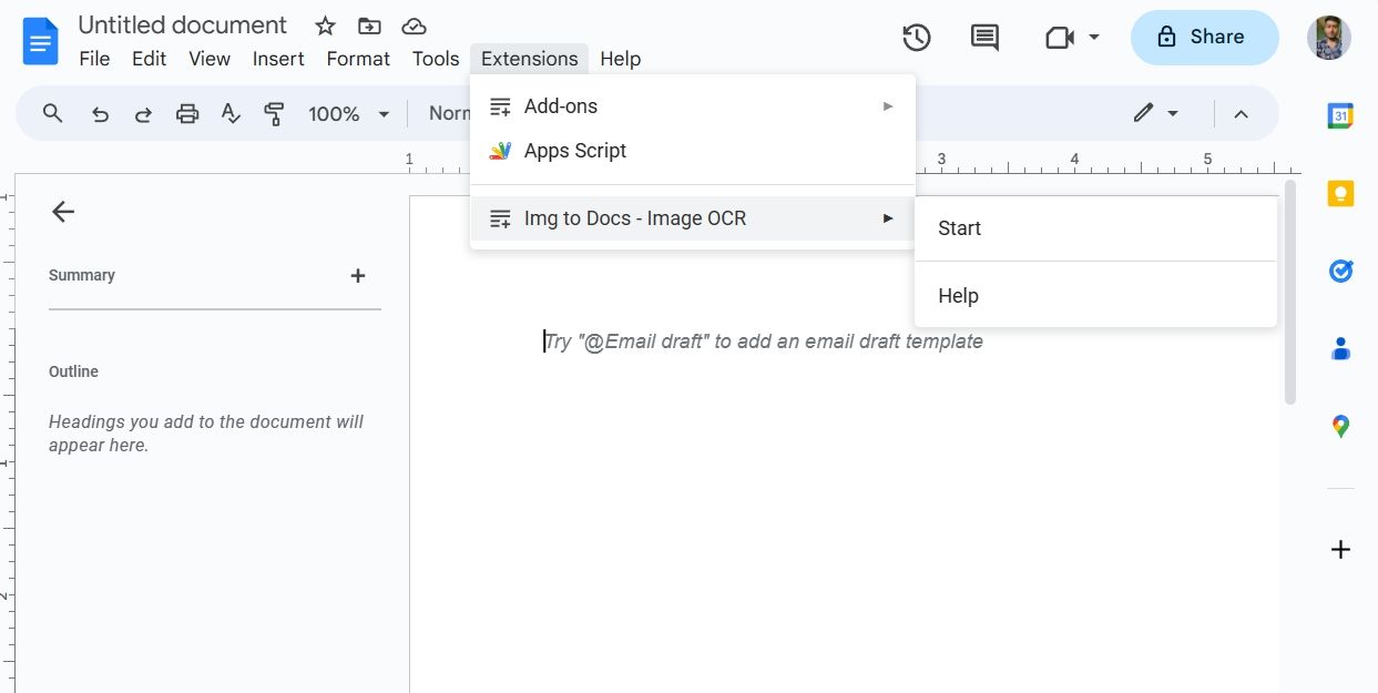 Опция 'Запустить' для дополнения Img to Docs