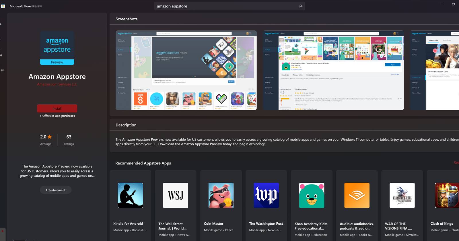 Как установить Amazon Appstore на Windows 11