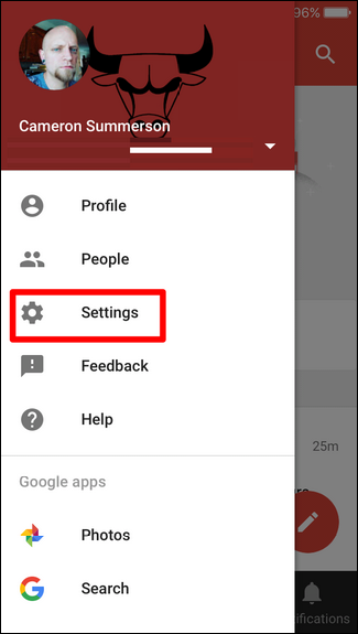 Google+ на iPhone — меню настроек