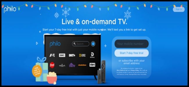 Philo main screen