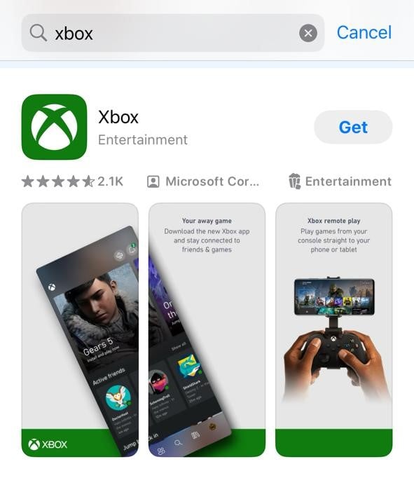 Иконка приложения Xbox на экране телефона