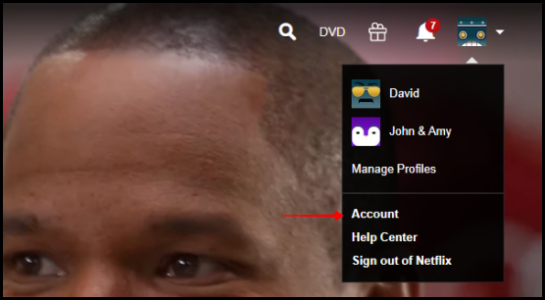Страница управления аккаунтом Netflix