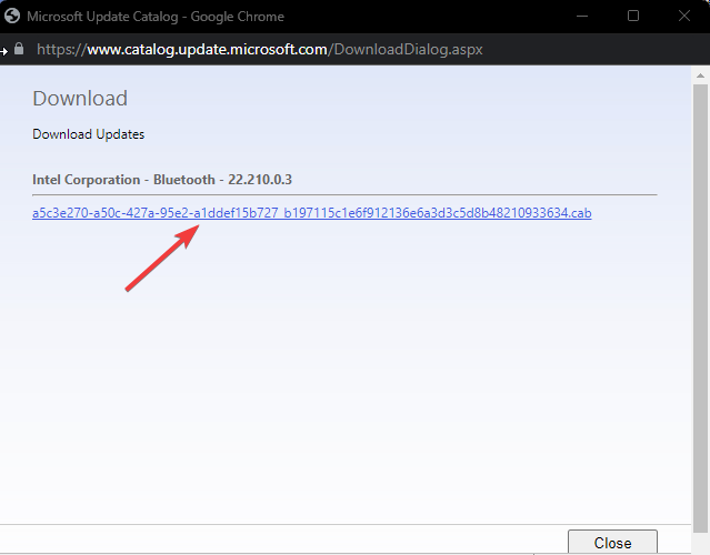 Выбор ссылки для скачивания в каталоге обновлений Microsoft