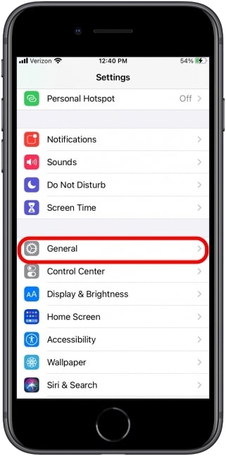 iPhoneの消去と再設定画面の例