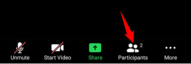 Нажмите «Участники» на экране встречи в мобильном приложении