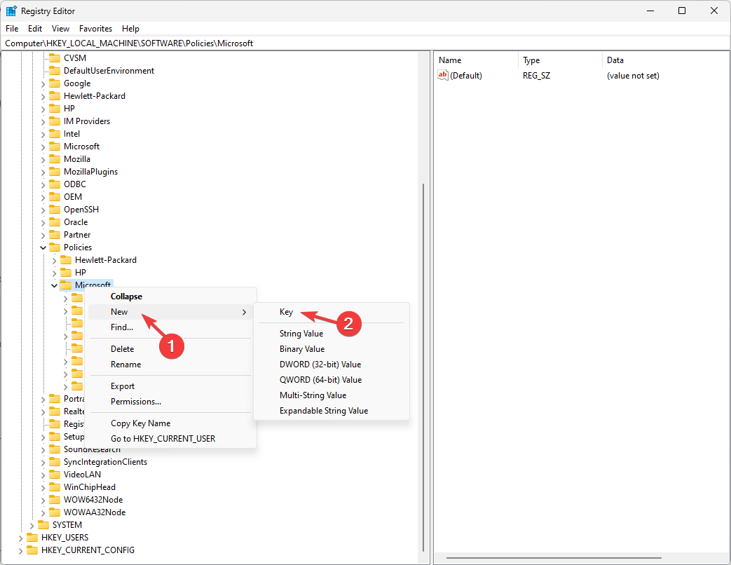 Создание ключа WindowsInkWorkspace