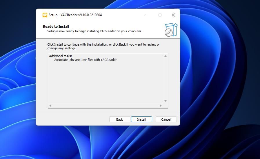 Кнопка Install для YACReader
