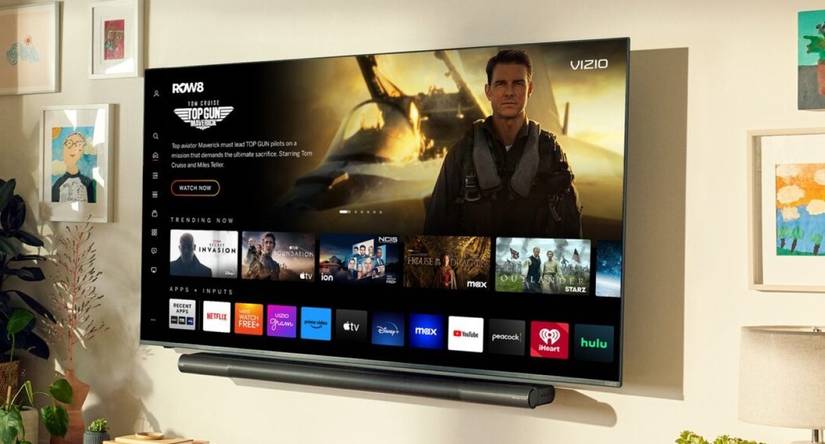 Vizio телевизор, смонтированный на стене