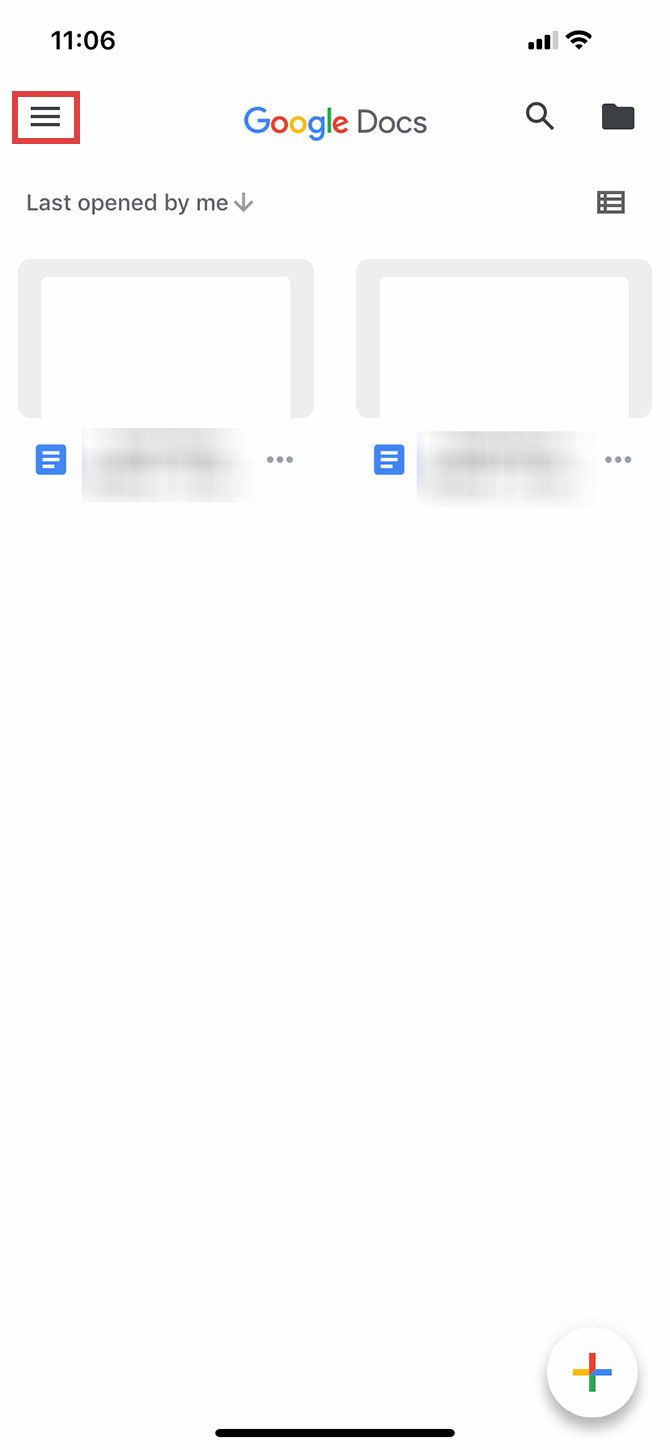 Google Doc Mobile App Accessing Your Main Menu