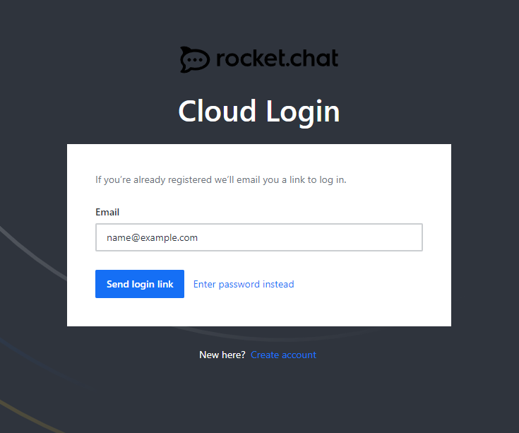 Login в Cloud Rocket.Chat