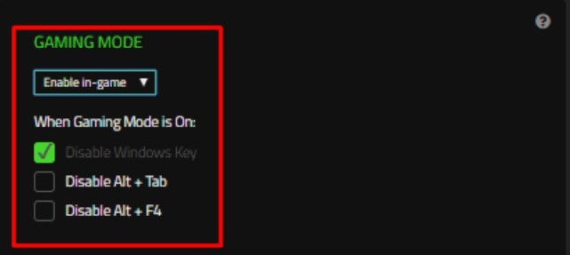 Интерфейс Razer Synapse 3, настройки клавиатуры, Gaming Mode