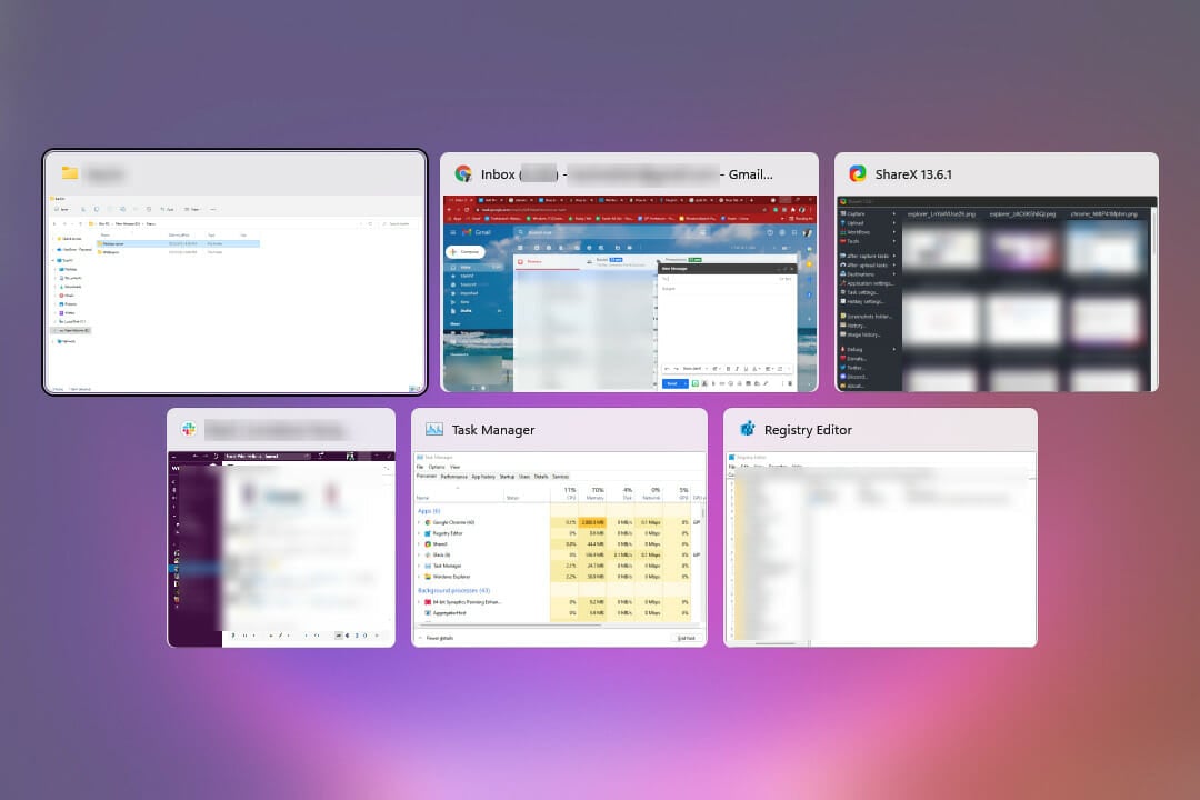 Экран Surface Pro с открытыми окнами и клавиатурой