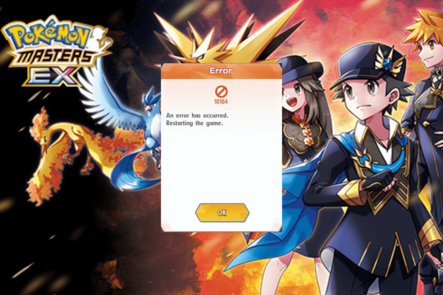 Исправить ошибку 10104 в Pokemon Masters