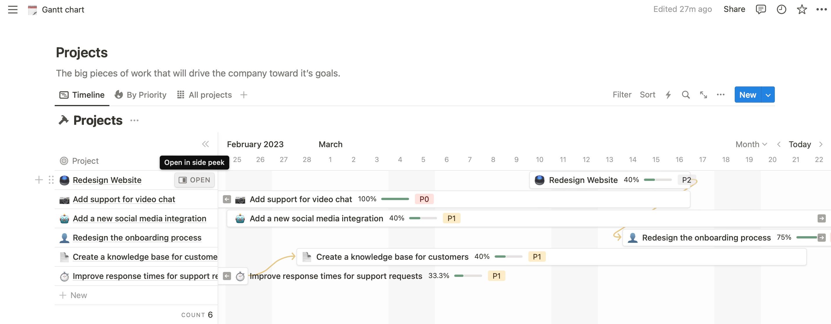 Откройте проект в Notion, чтобы изменить имя