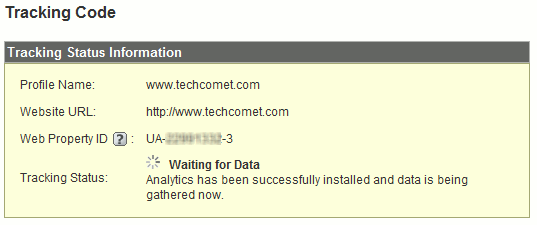 Статус отслеживания в Analytics