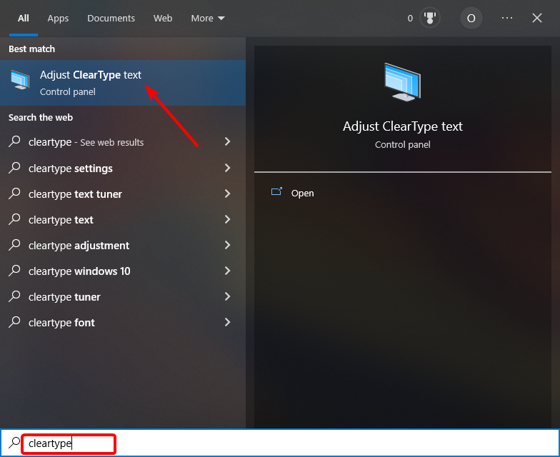 поиск cleartype в Windows