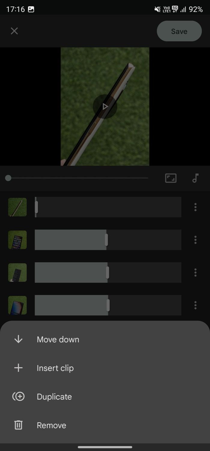 Элемент управления последовательностью клипов