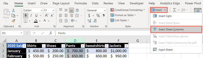 Нажмите Вставить на вкладке Главная