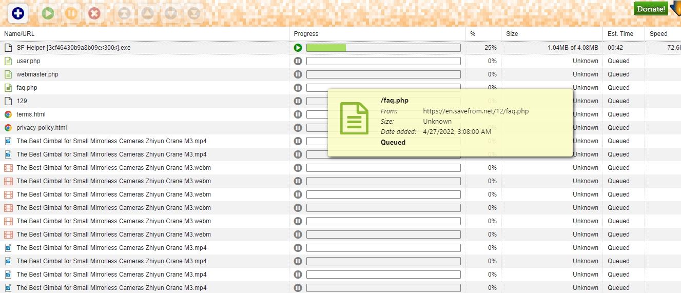 Менеджер загрузок DownThemAll! с кнопкой добавления URL