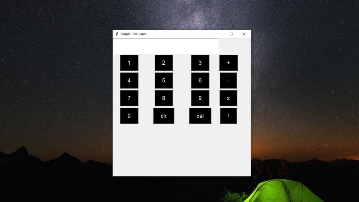 Простой калькулятор на Python с Tkinter, изображение интерфейса