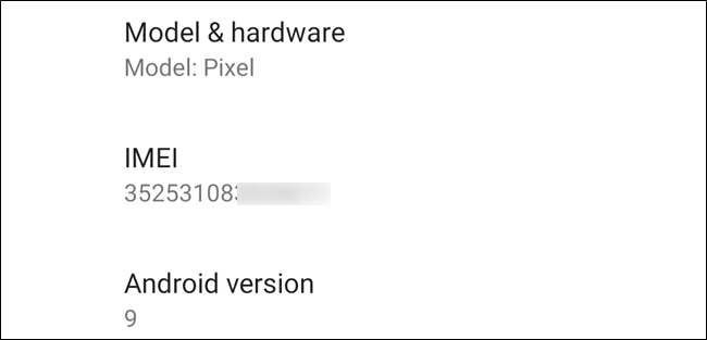 IMEI на экране Android.