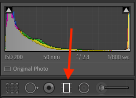 Интерфейс градиентного инструмента Lightroom: создание градиента вне кадра