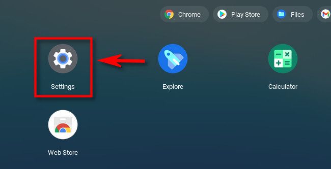 Нажмите значок настроек в лаунчере ChromeOS.