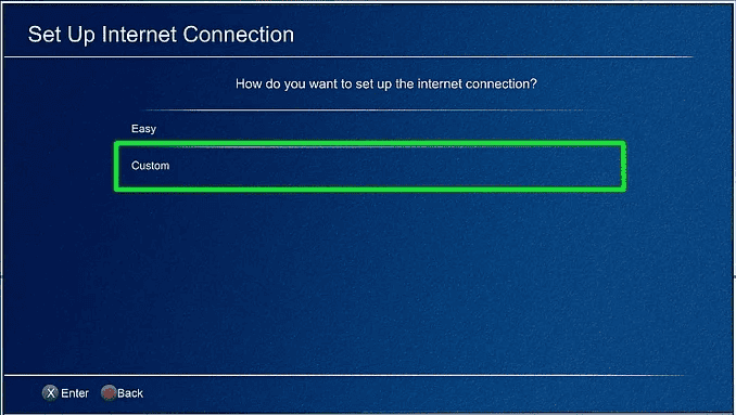 Экран пользовательских сетевых настроек на PS4