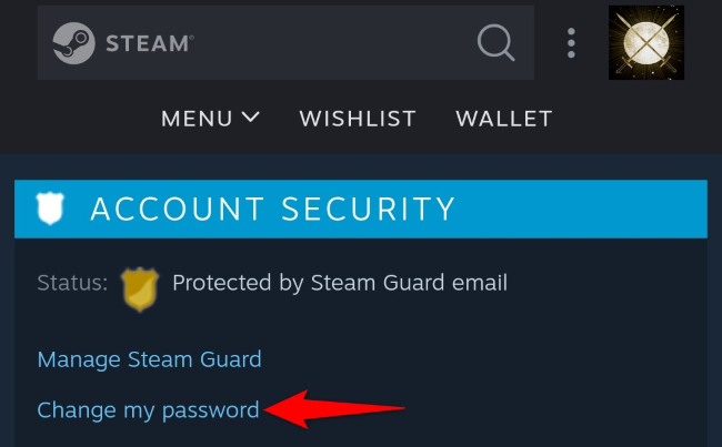 Нажмите «Сменить пароль».