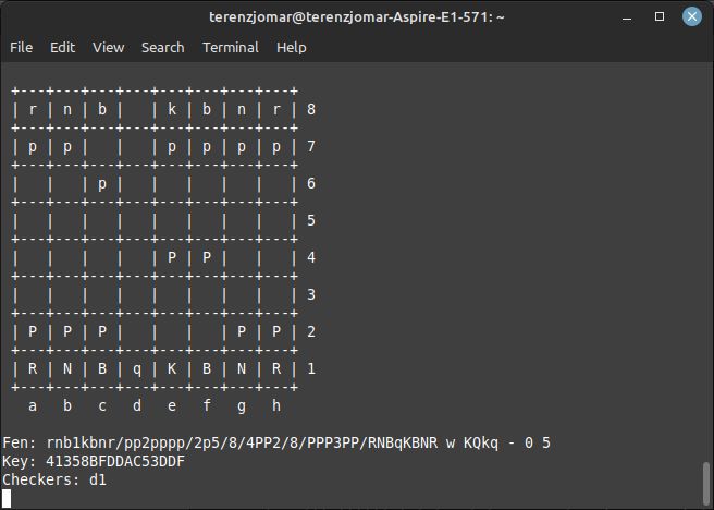Терминал: игрок проиграл Stockfish в CLI