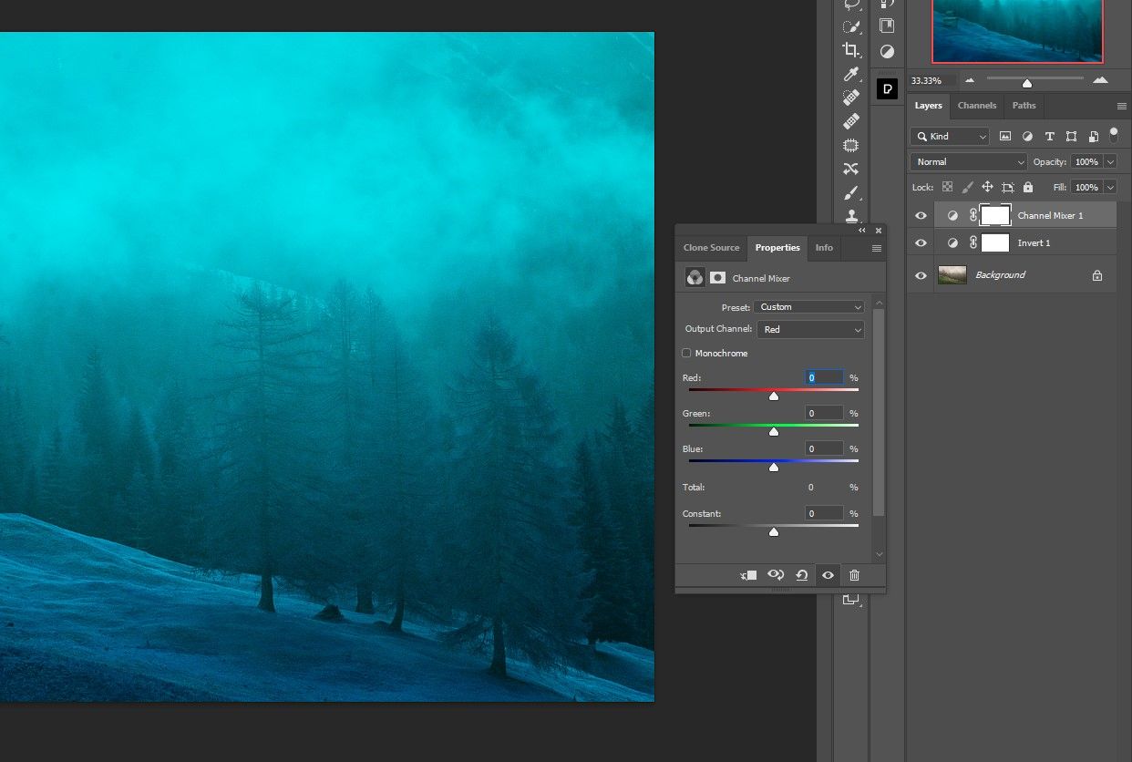 Red канал изменён на 0