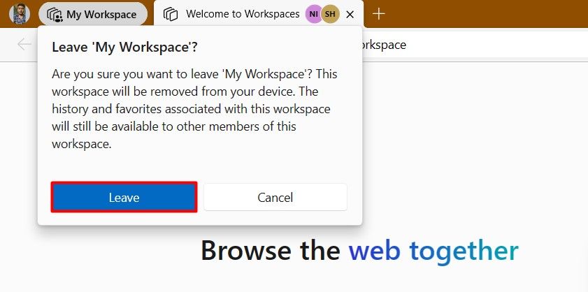 Подтверждение Leave в Edge.