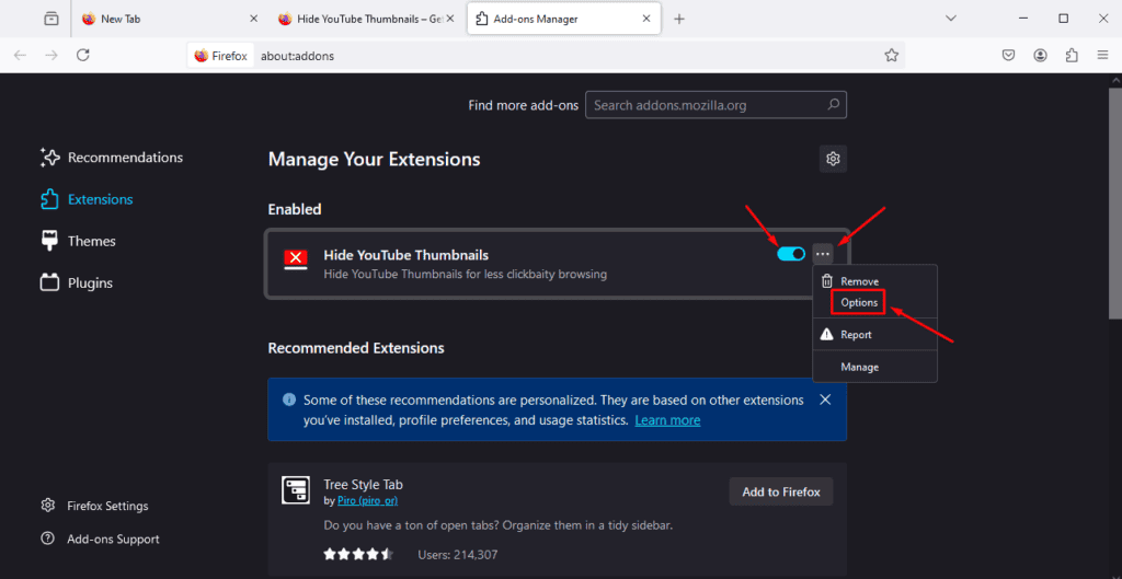 Параметры расширения