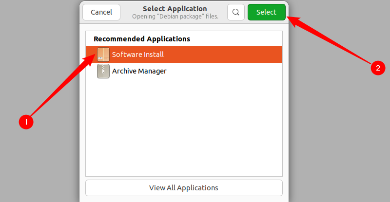 Выбор «Software Install» в контекстном меню