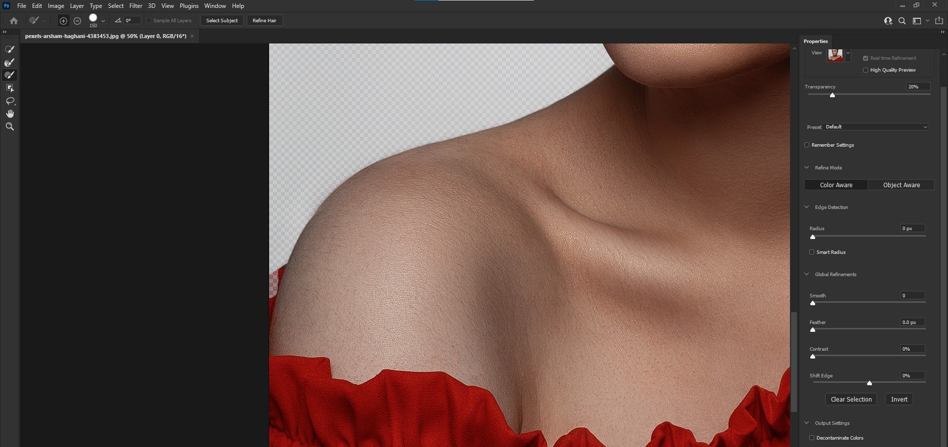 Корректировка выделения вручную