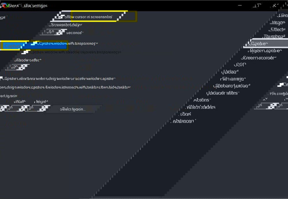 Параметр ShareX