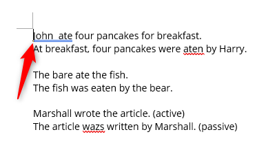 Поместите курсор в начало документа Word