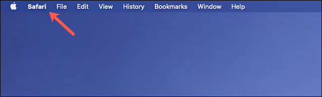 Нажмите Safari в строке меню