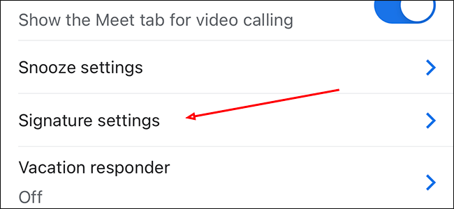 Откройте настройки подписи на мобильном устройстве